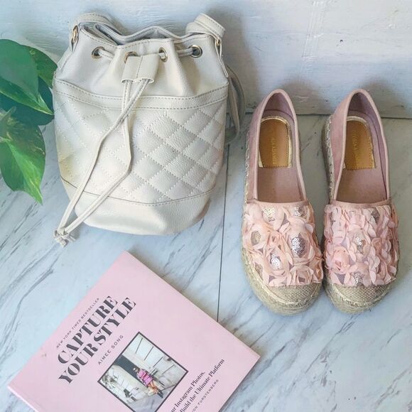 Blush Floral Espadrille Platforms | 3D Flower Slip-On Sneakers - Picture 8 of 8
